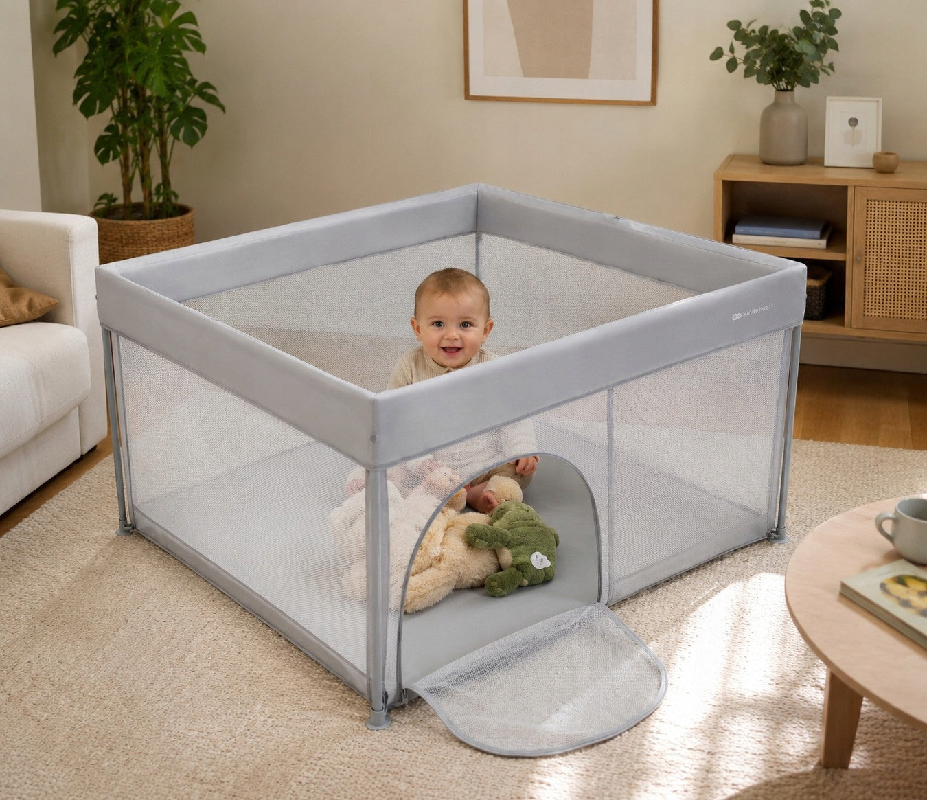 Children's playpen 126,5x126,5 cm foldable portable with bag Brand Kinderkraft