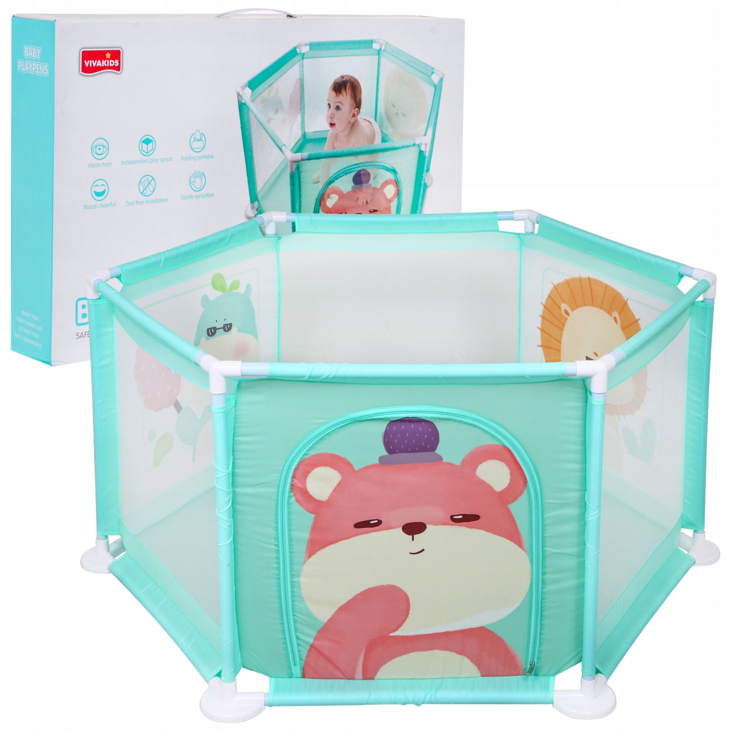 Children's playpen 6m+ Square toys with mesh Fence for home and yard