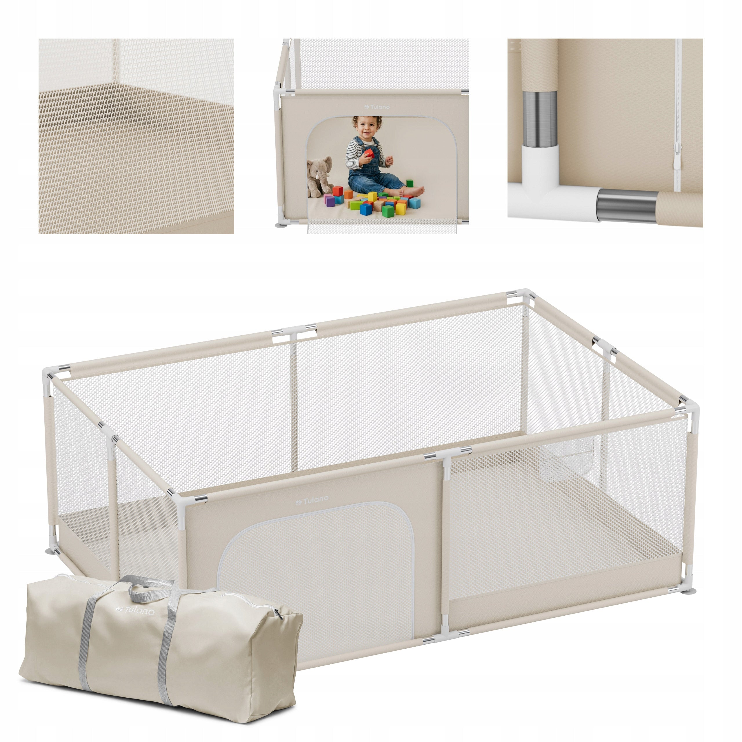 Children's playpen TULANO beige folding dry pool square toys 180x120 cm