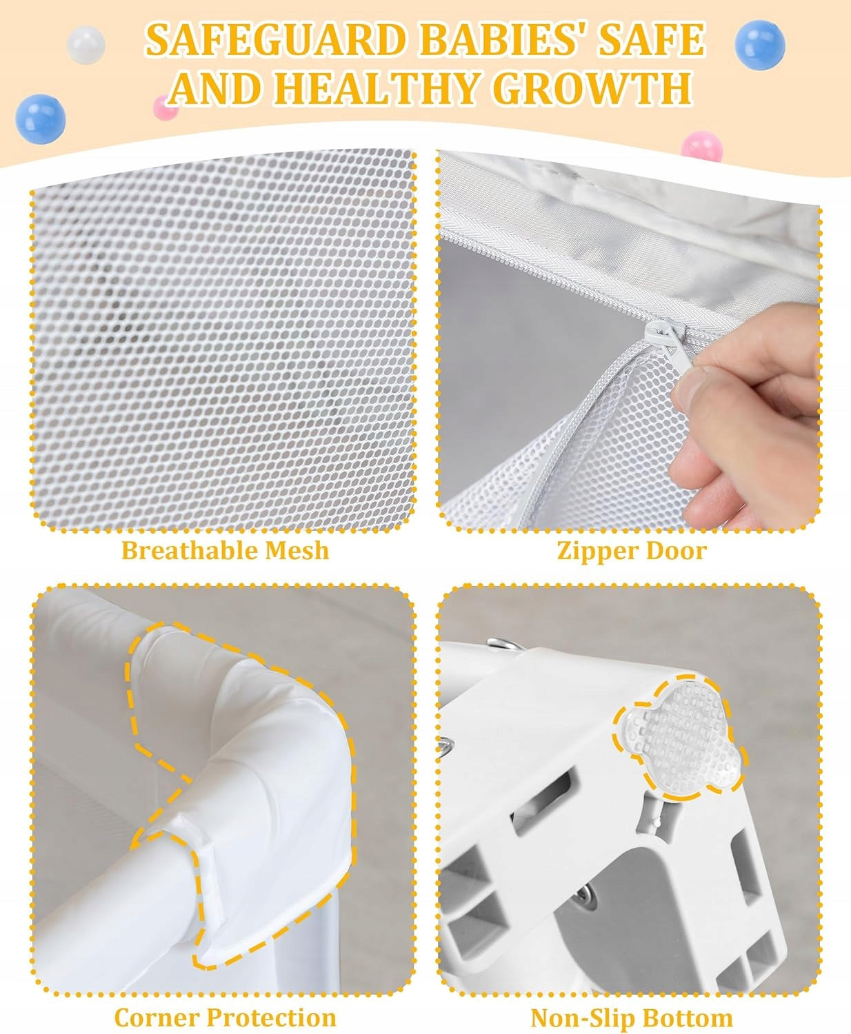 Children's playpen folding 127x127x70 cm square toys + balls basket bag Brand no brand
