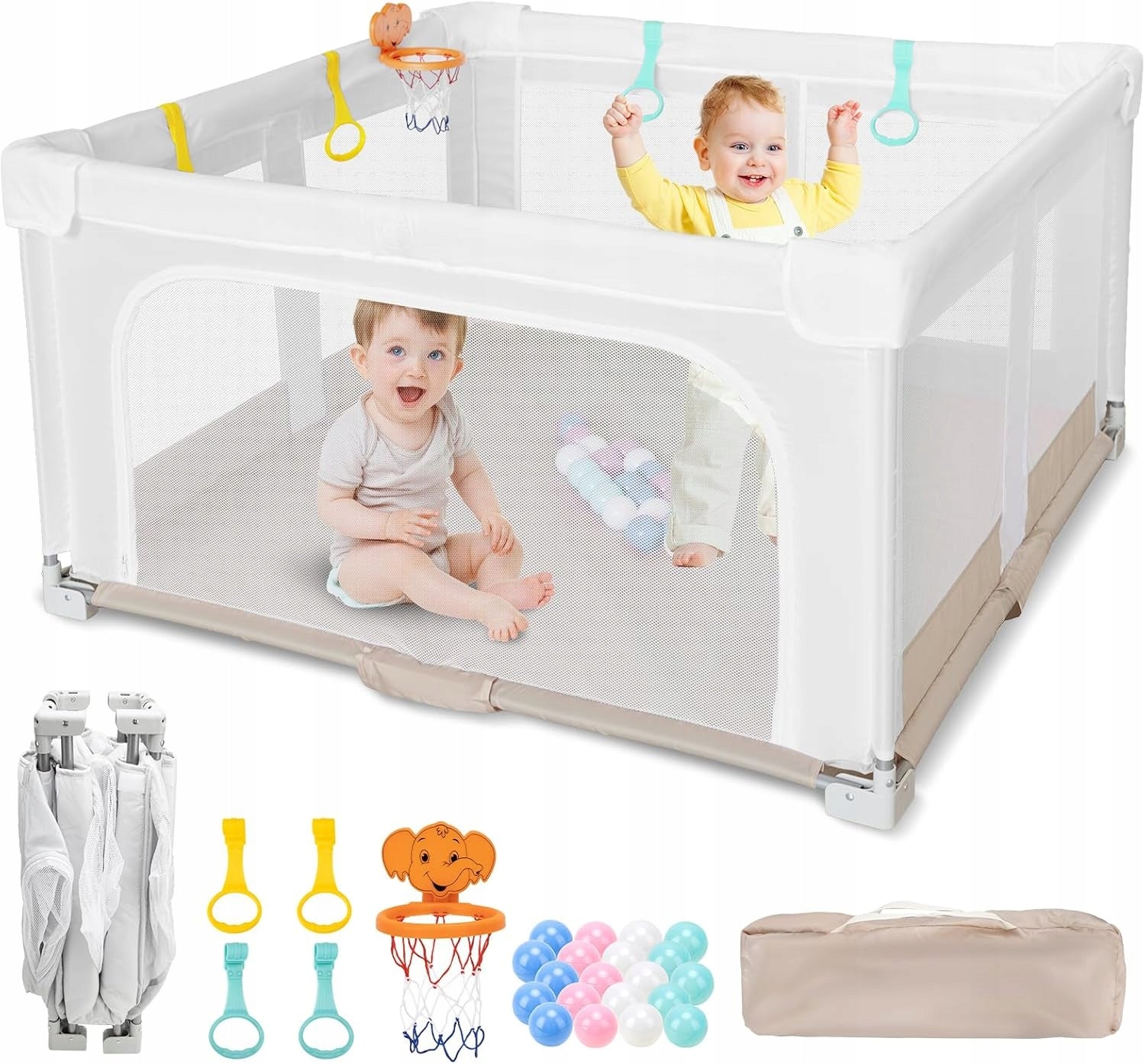 Children's playpen folding 127x127x70 cm square toys + balls basket bag Manufacturer code MA1212