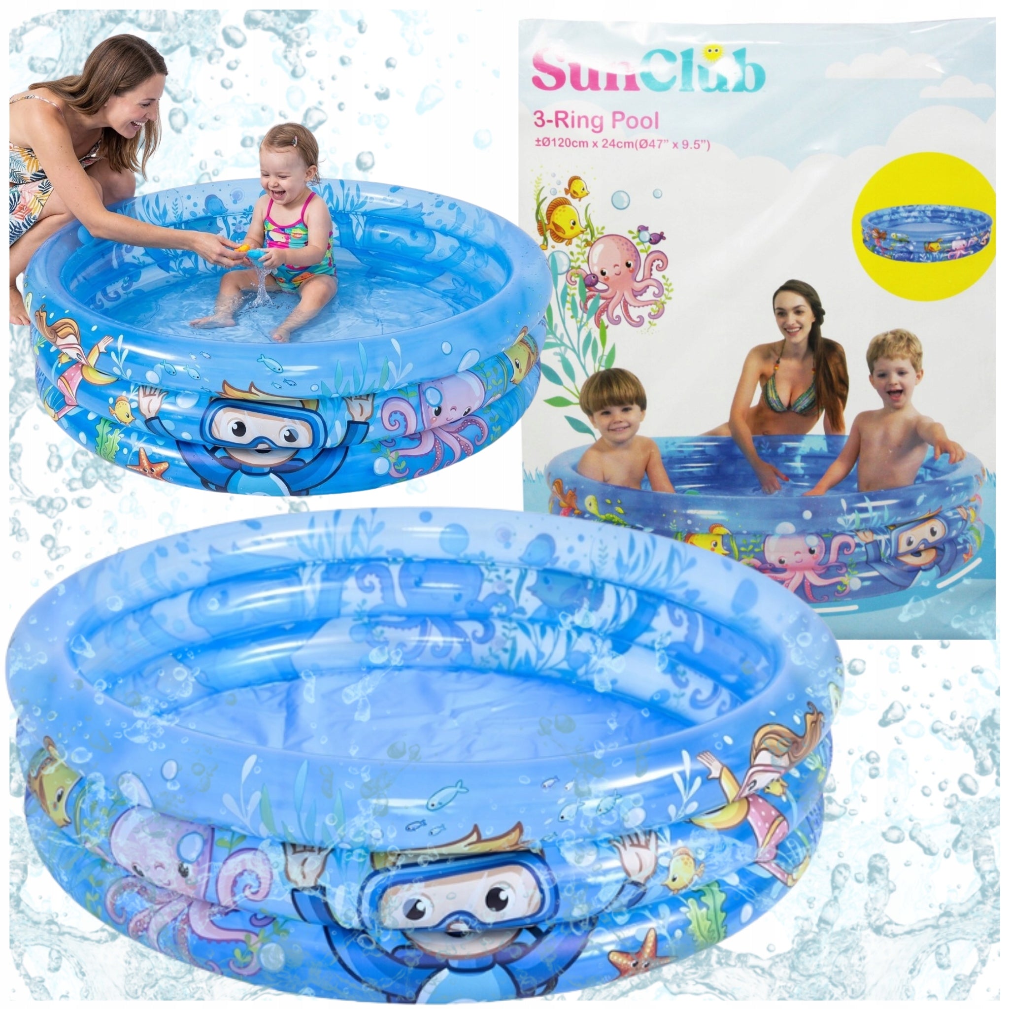 Children's pool inflatable paddling pool 122 cm water animals Jilong