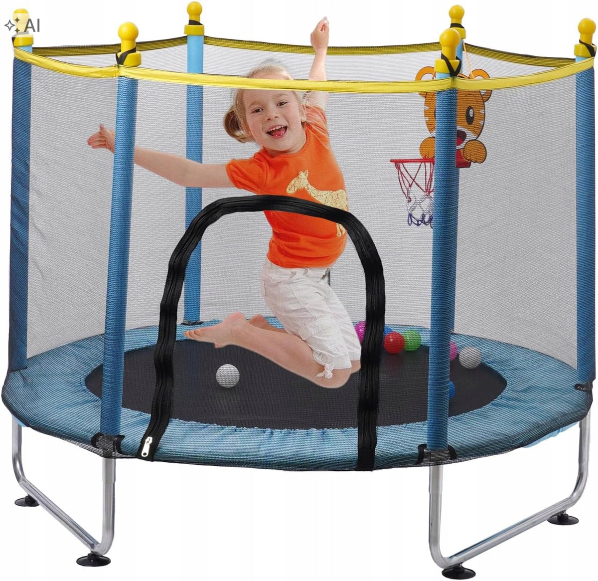 Children's trampoline 140 cm with net and basketball basket Ark miido