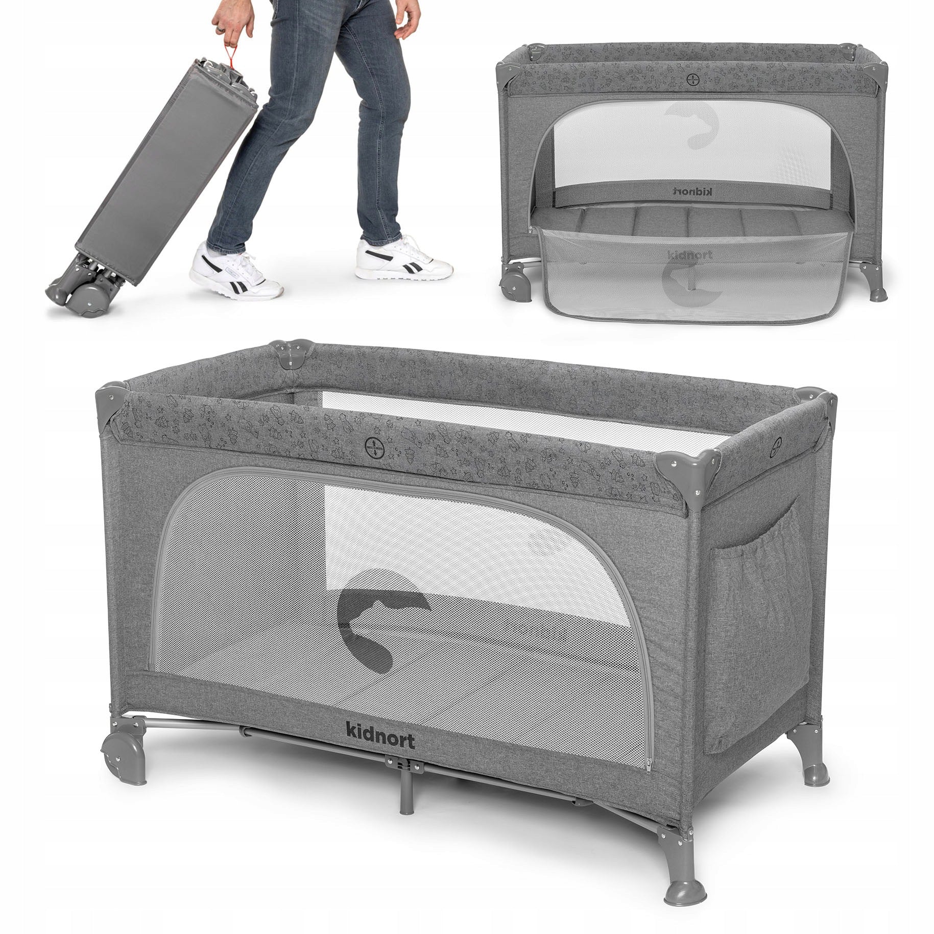 Children's travel cot - folding playpen + mattress, bag - IHALIG