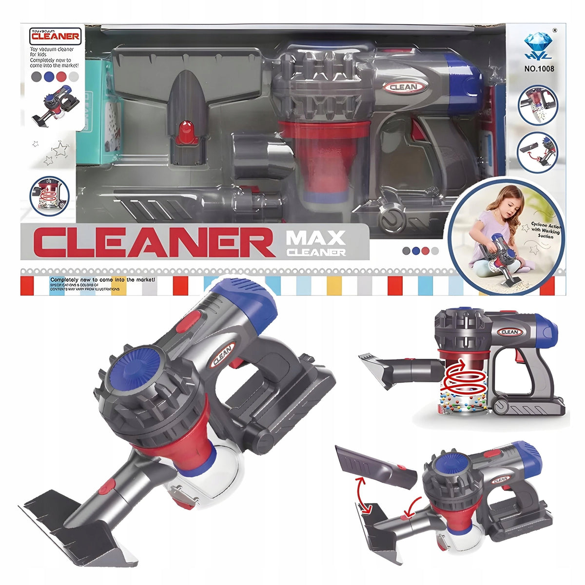 Children's vacuum cleaner 3in1 realistic sound light fun creativity 3+ Packaging status original
