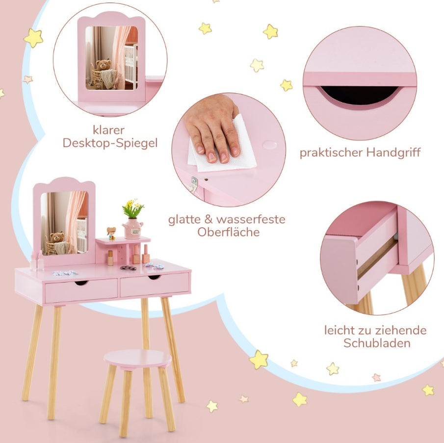 Children's vanity set 2 in 1 Costway pink Manufacturer code HY10088PI
