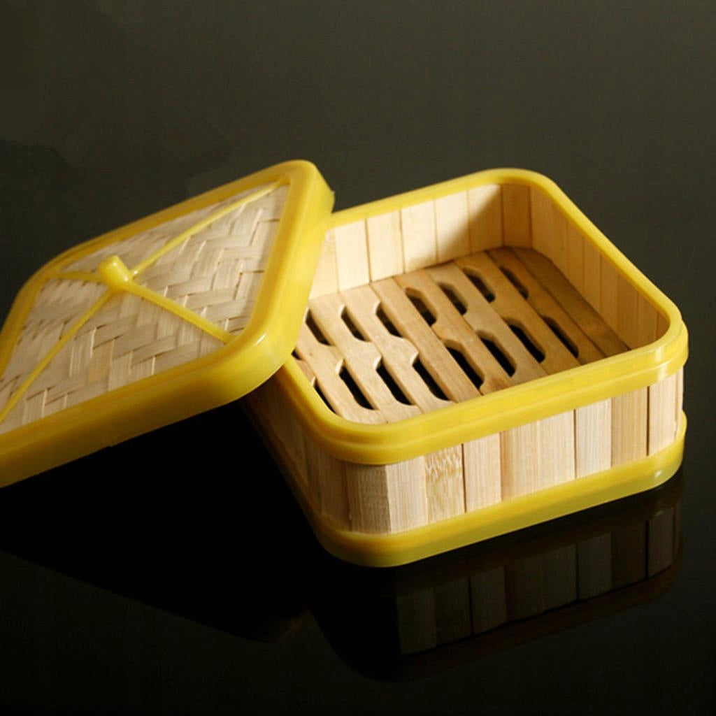 Chinese Bamboo Steamer Handcraft Basket w Lid Sum Pasta Noodle 5 inch Brand no brand