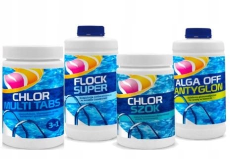 Chlorine Multi Tabs + Shock + Antialgae + Flock Pool Chemistry Set XL Manufacturer code ZESTAW CHEMIA BASENOWA GAMIX