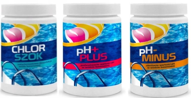 Chlorine Shock + pH Plus Minus Set Pool Chemistry pH Adjustment Manufacturer code ZESTAW CHEMII BASENOWEJ 3W1