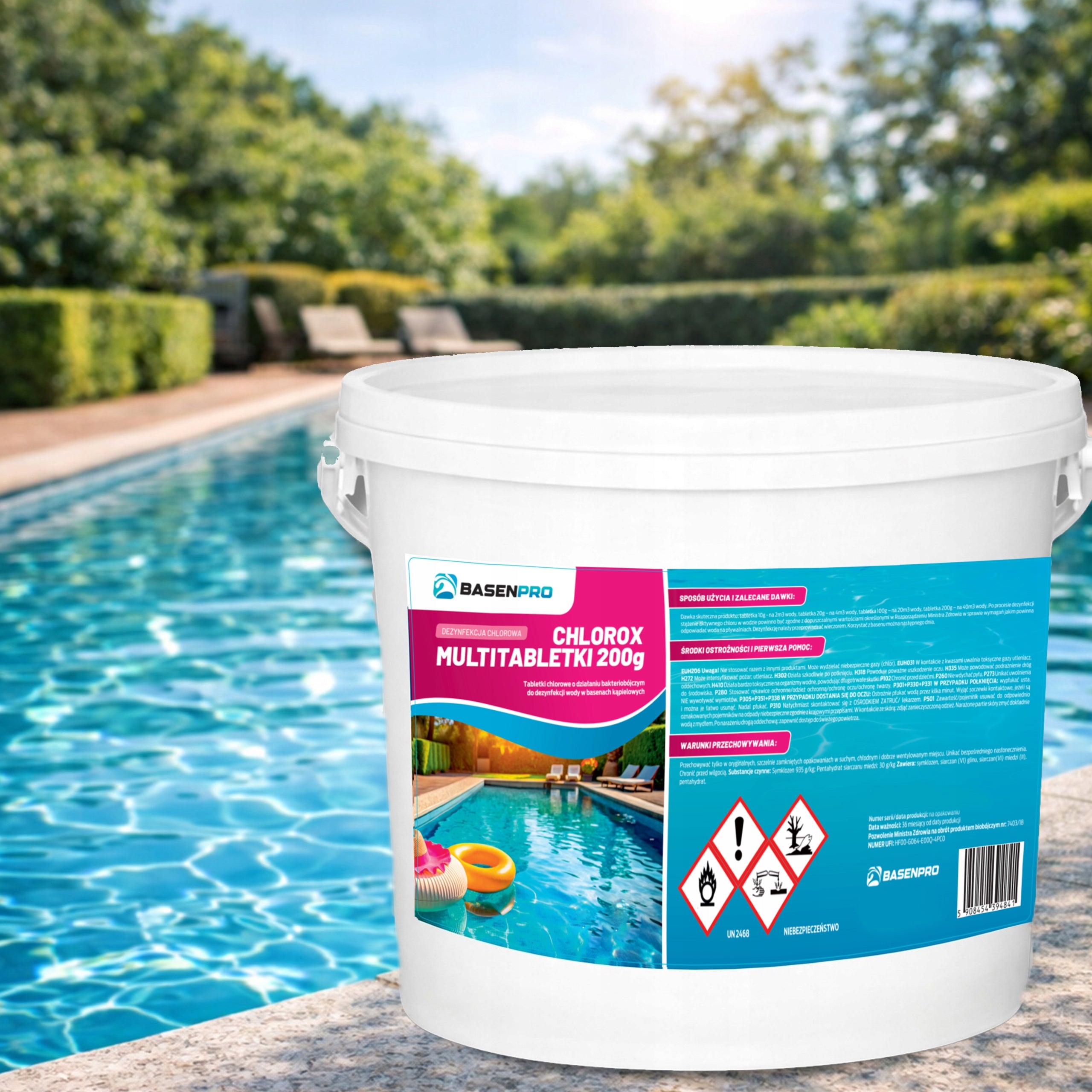 Chlorine for Pool Tablets CHLOROX Chemistry 200 g STRONG CLARIFY WATER 3KG Product weight with unit packaging 3.2 kg