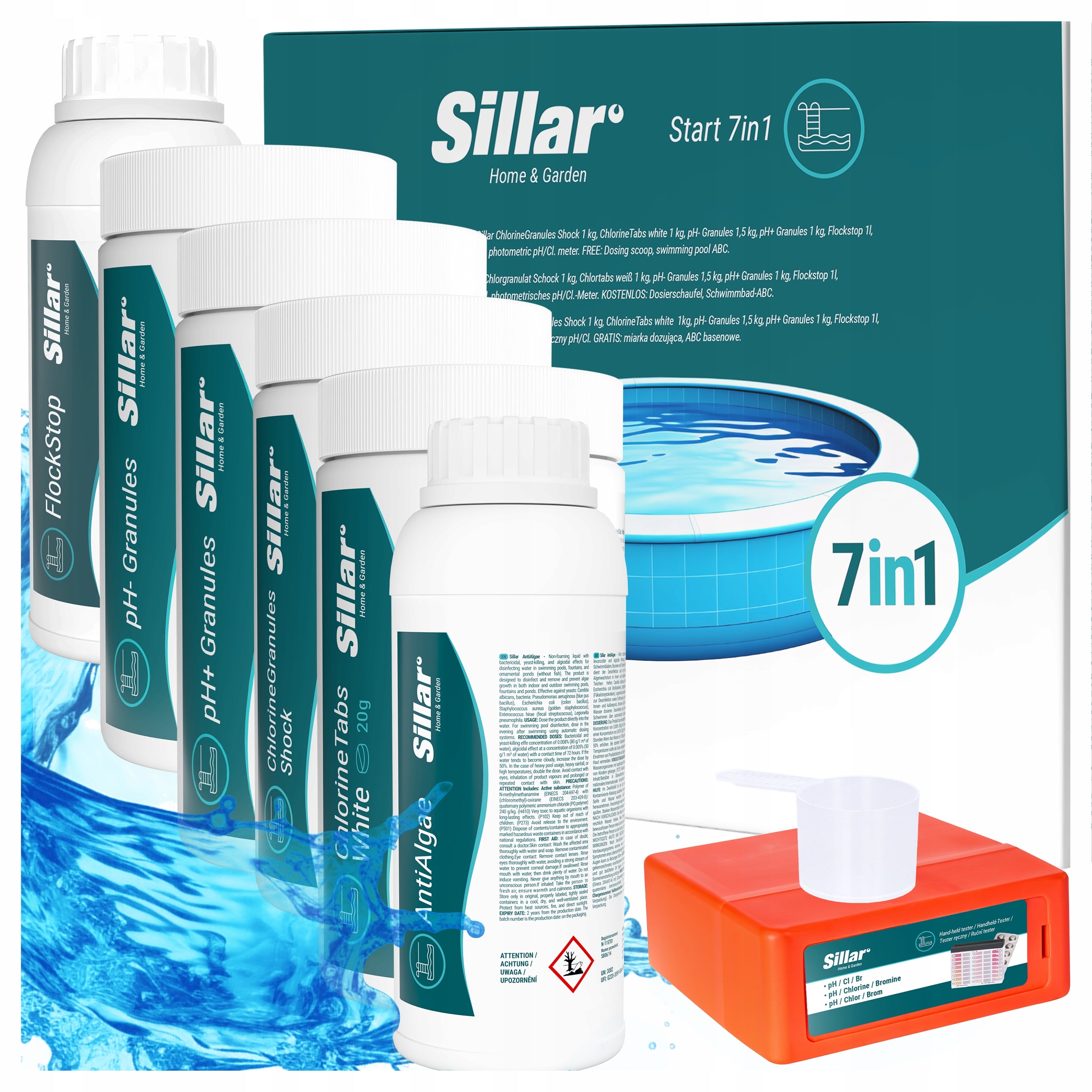 Chlorine for pool chlorine tablets for pool chemistry for pool jacuzzi set 7in1