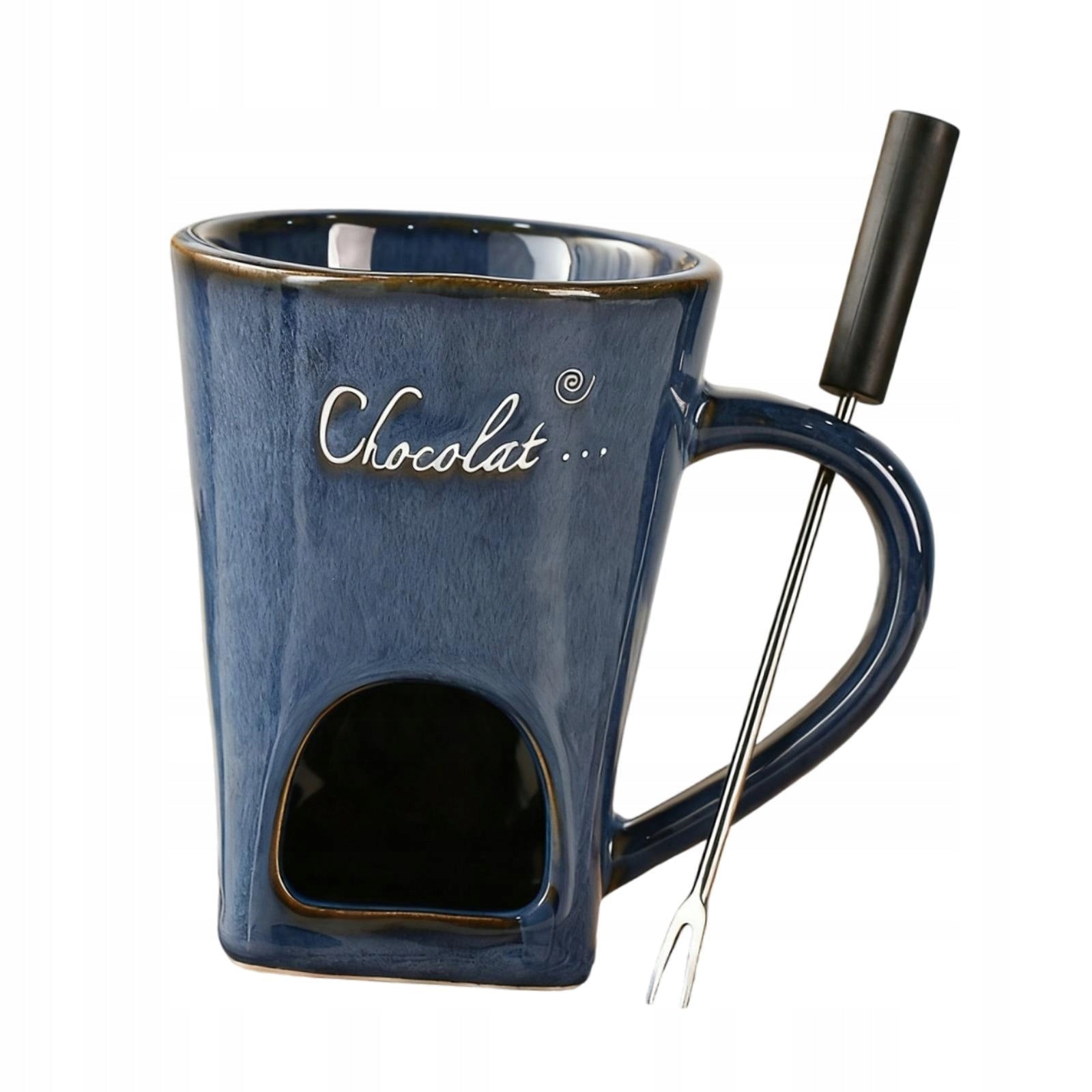 Chocolate Fondue Mug Candy Hot Pot Blue Anniversary Tapas Candy Cooking