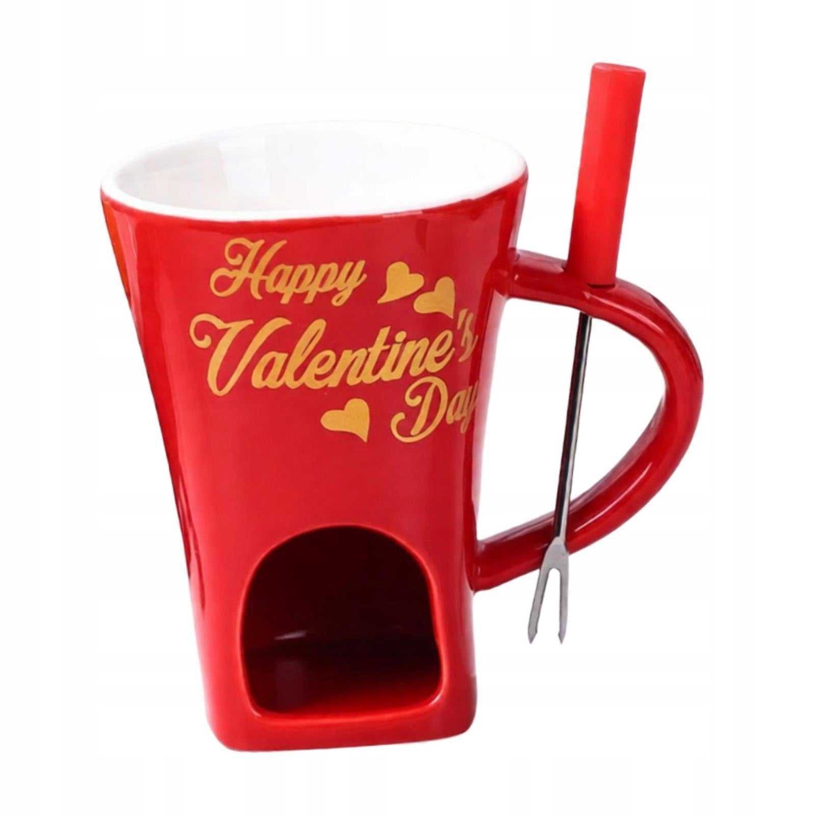 Chocolate Fondue Mug with Fork Personal Cheese Melting Mug for Movie Red