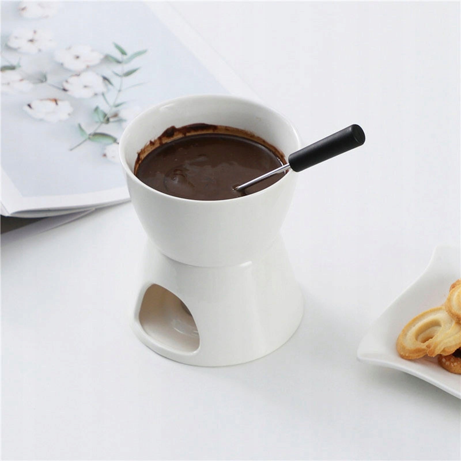 Chocolate Fondue Pot,Ceramic Hot Pot Chocolate Melter Butter Warmer Tea