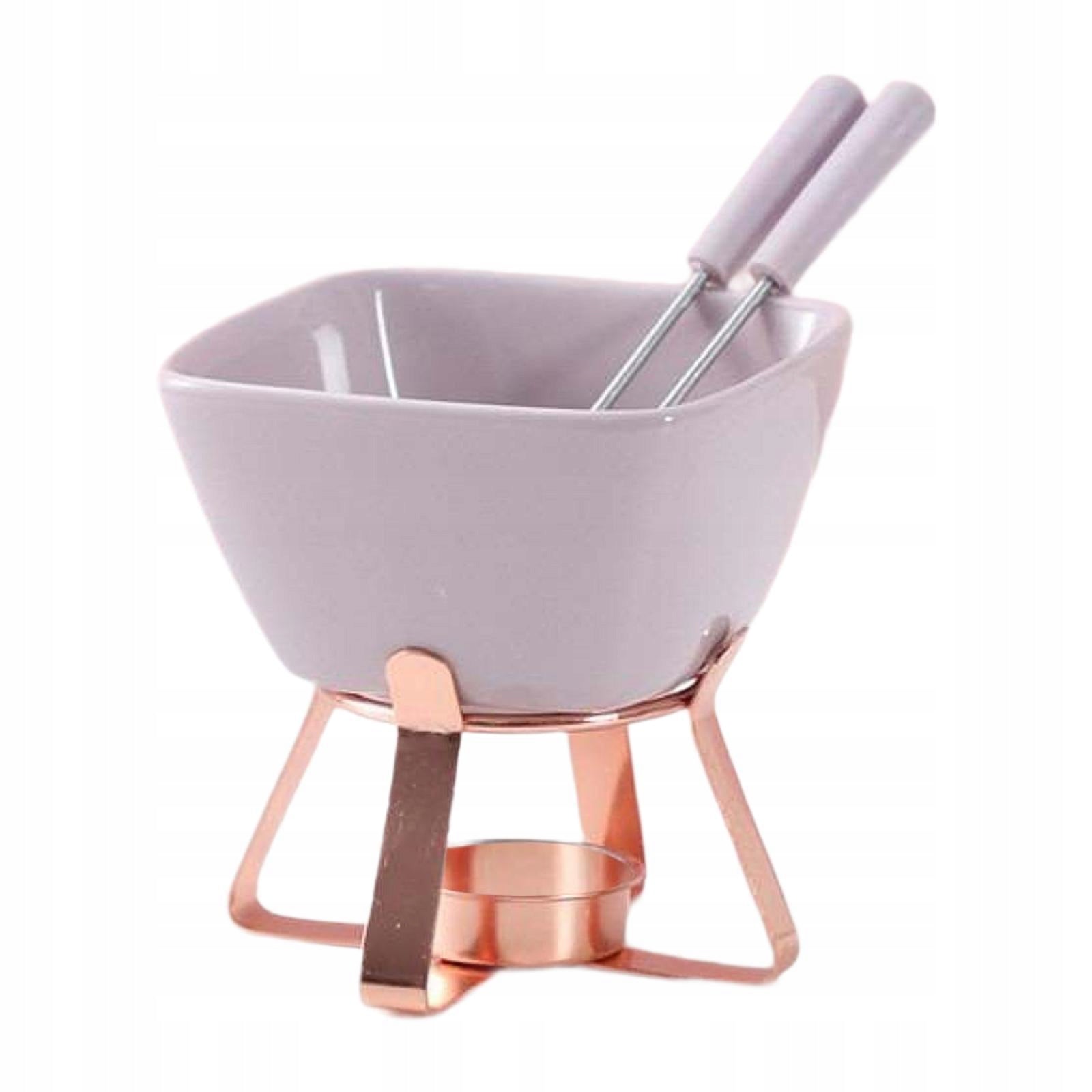Chocolate Fondue Pot Wax Melt Pot Ceramic Fondue Cup Purple Rose Gold Packaging status original