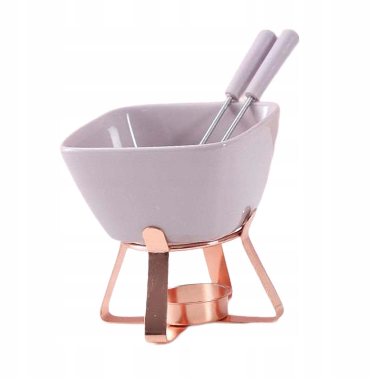 Chocolate Fondue Pot Wax Melt Pot Ceramic Fondue Cup Purple Rose Gold