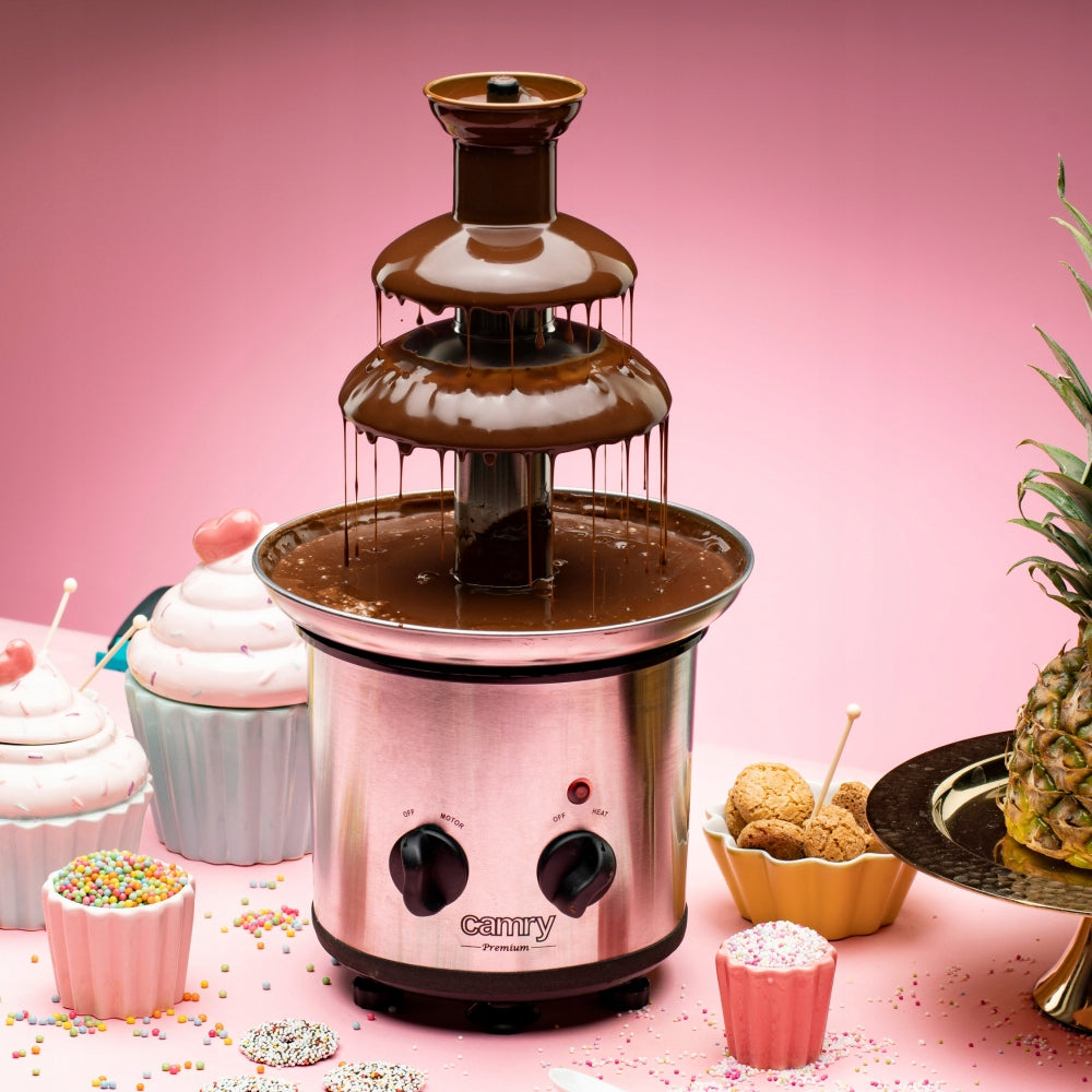 Chocolate Fountain 650ml for Party 320W 3 Camry Levels Dominant color silver/gray