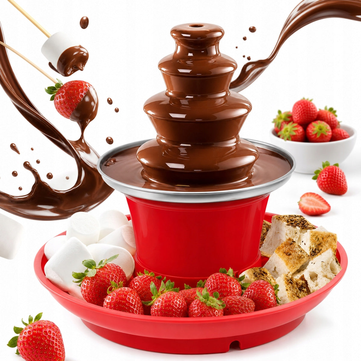 Chocolate Fountain Chocolate Fondue 3 Levels with Serving Tray