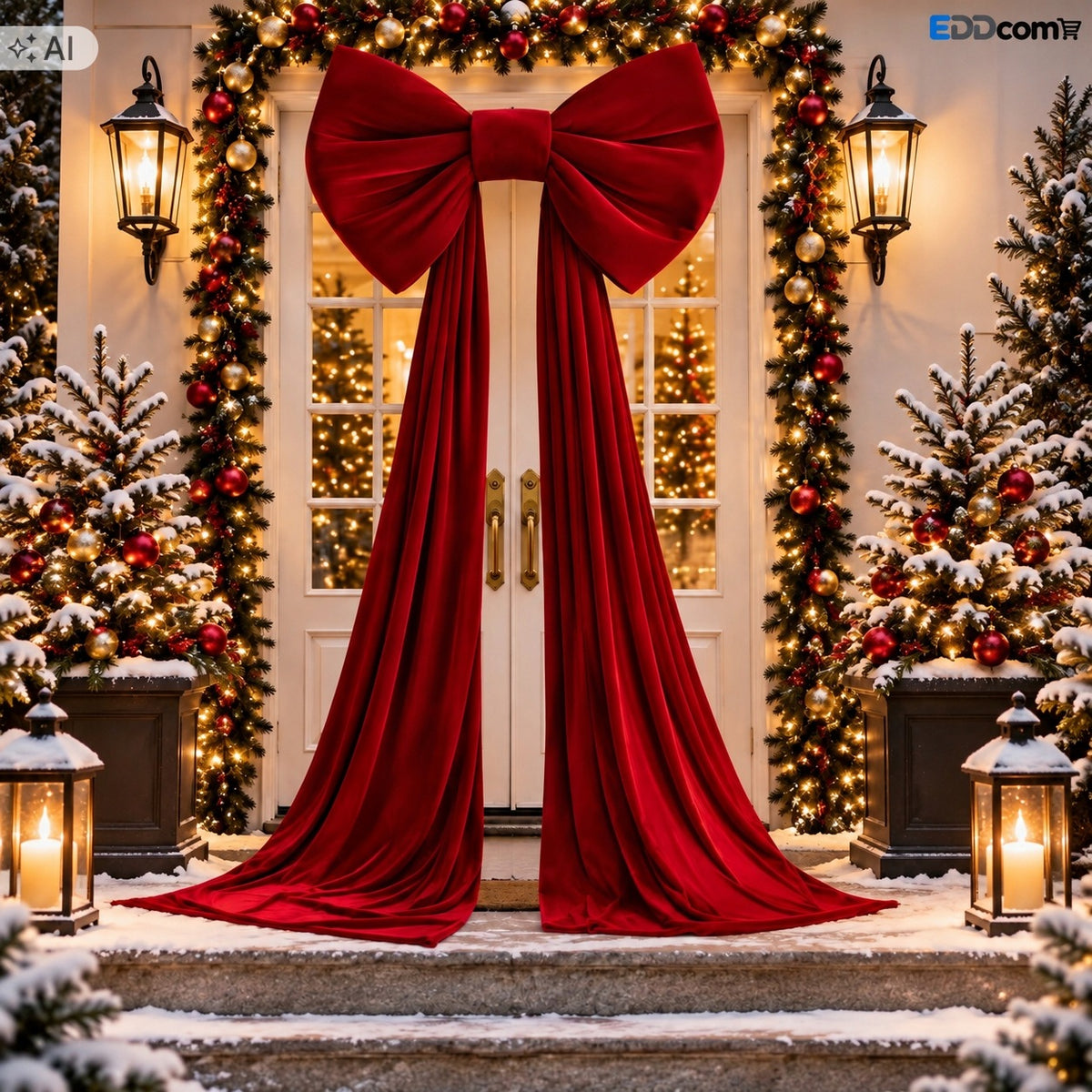 Christmas Bow Red Large 200x60cm Christmas Tree Decoration Door Ornament Manufacturer code Dekoracja Ozdoba Świąteczna EDDcom Prezent