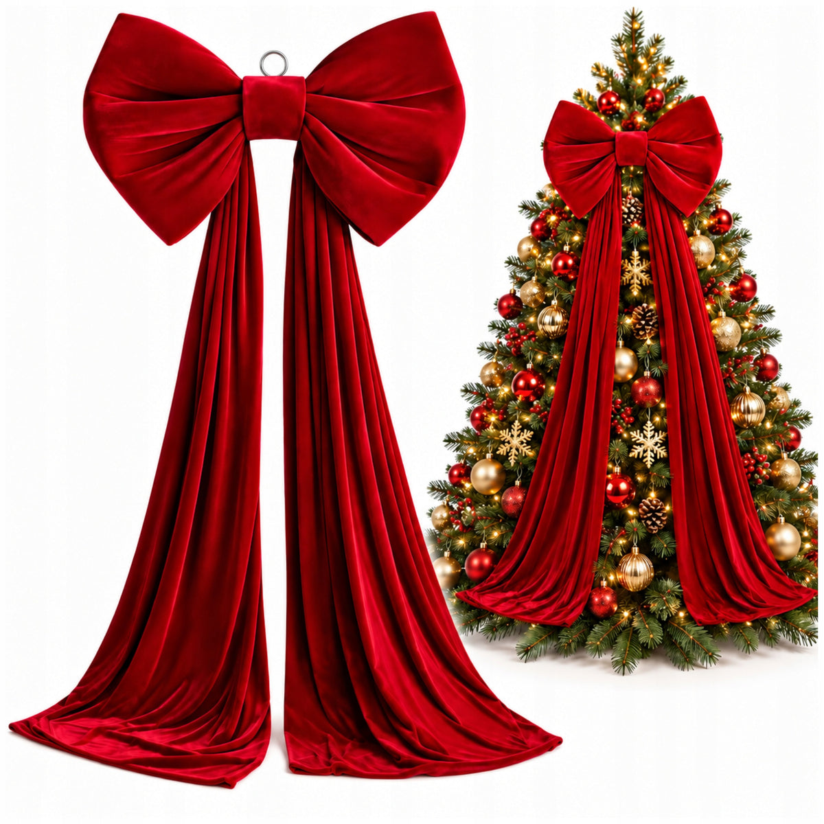 Christmas Bow Red Large 200x60cm Christmas Tree Decoration Door Ornament