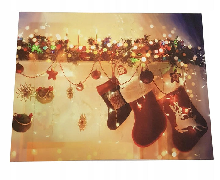 Christmas Canvas Print with LED Illumination 48 x 38cm Christmas