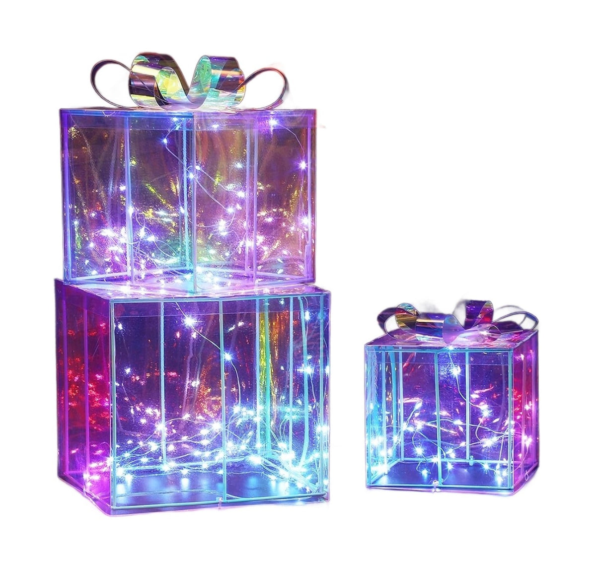 Christmas Decorations LED Gift Boxes Glowing 3pcs with Timer
