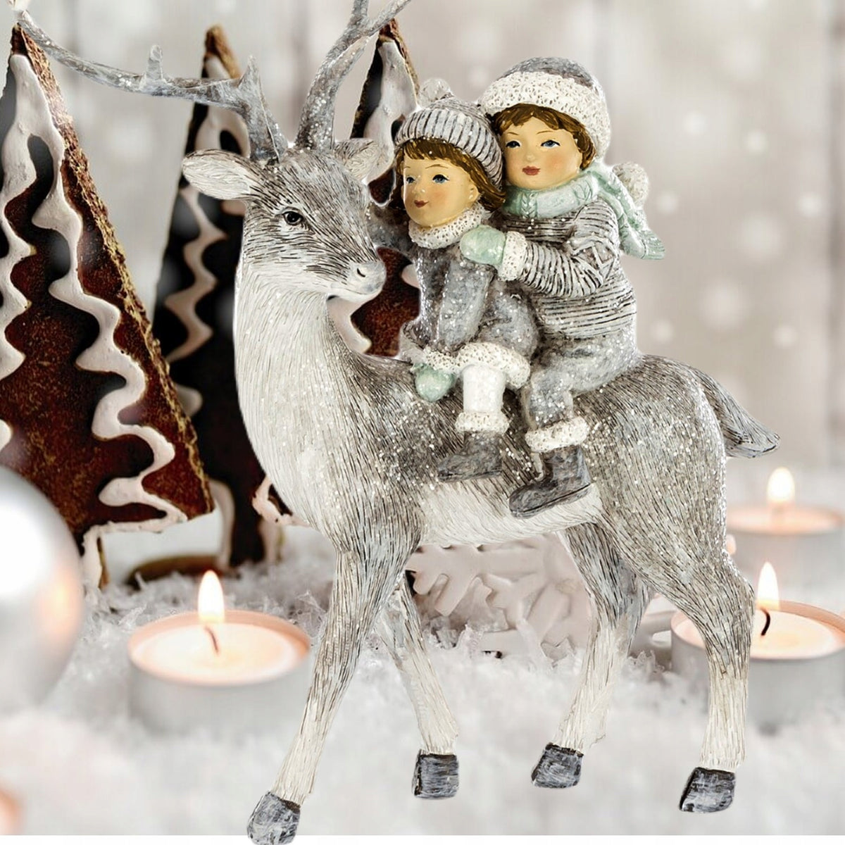 Christmas Figurine Deer Reindeer with children 19 cm Manufacturer code 157183