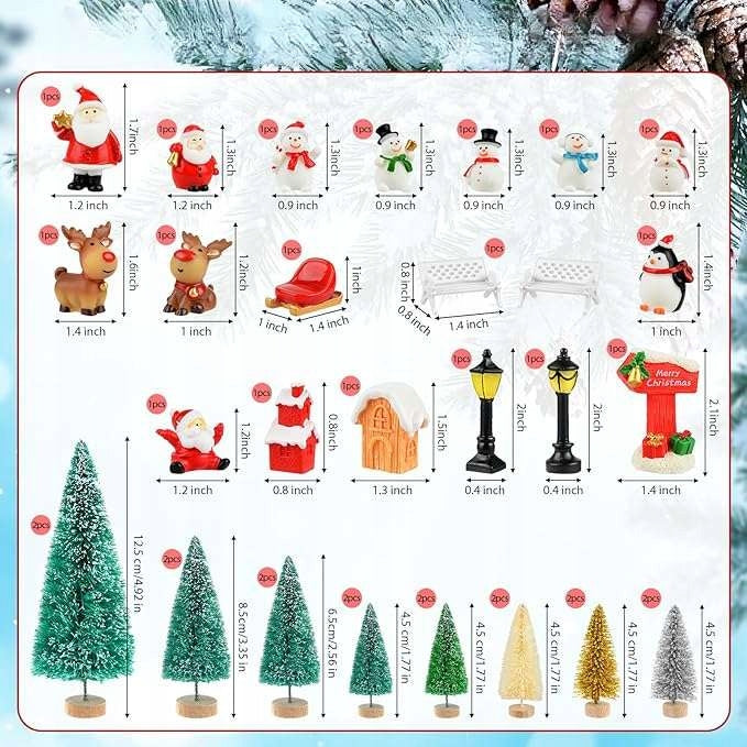 Christmas Figurines Mini Accessories Ornaments Christmas Set 35pcs Packaging status original