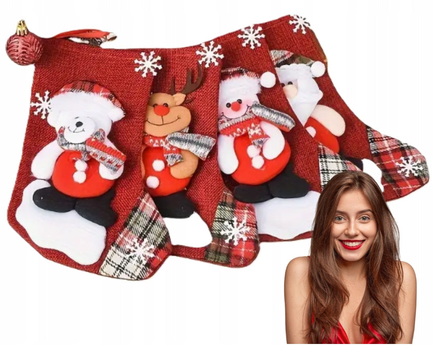 Christmas Gift SOCKS for Fireplace Various Designs 4 Pcs Large DECORATION