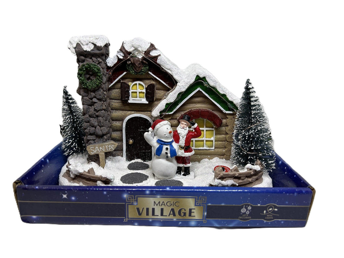 Christmas LED Village – Decorative Winter House with Snowman and Christmas Trees Packaging status original