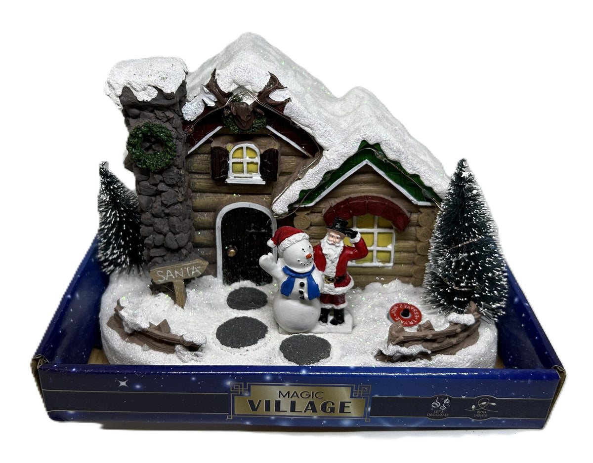 Christmas LED Village – Decorative Winter House with Snowman and Christmas Trees
