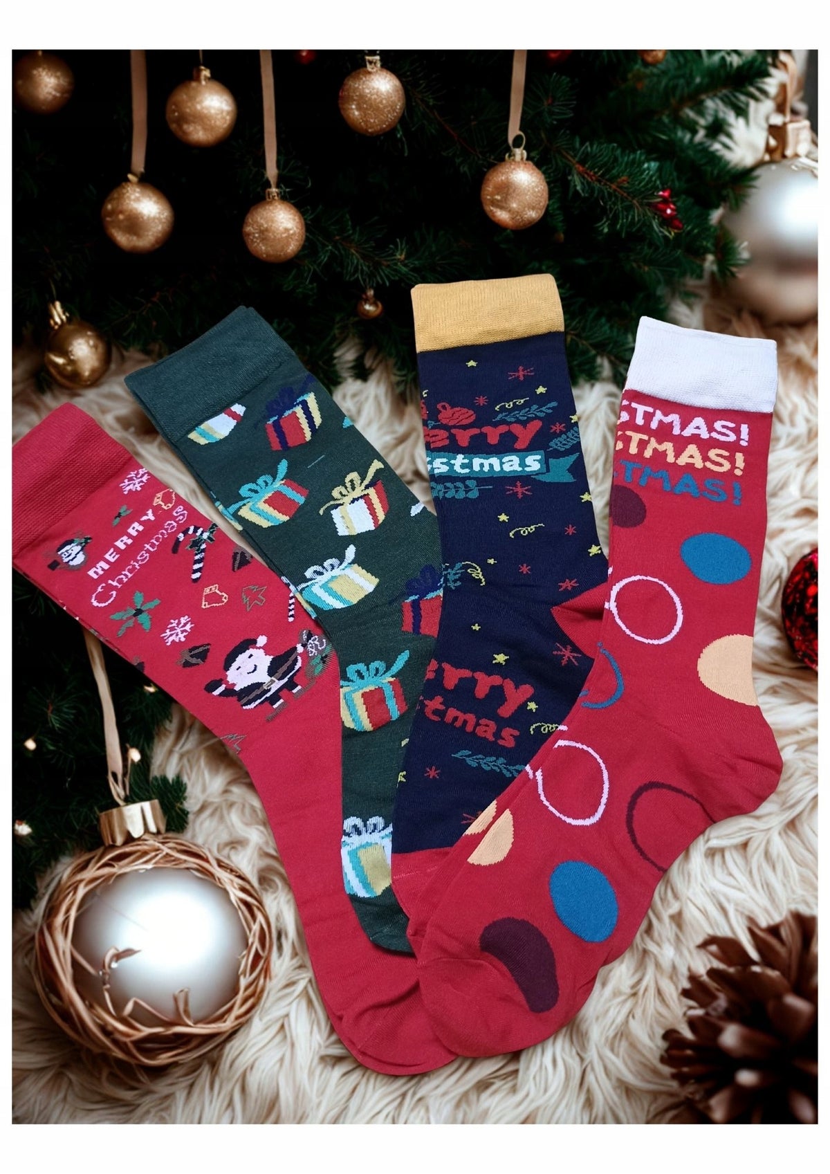 Christmas Men's Socks 4-Pack 43-46 Gift Santa Claus Box Set Packaging status original
