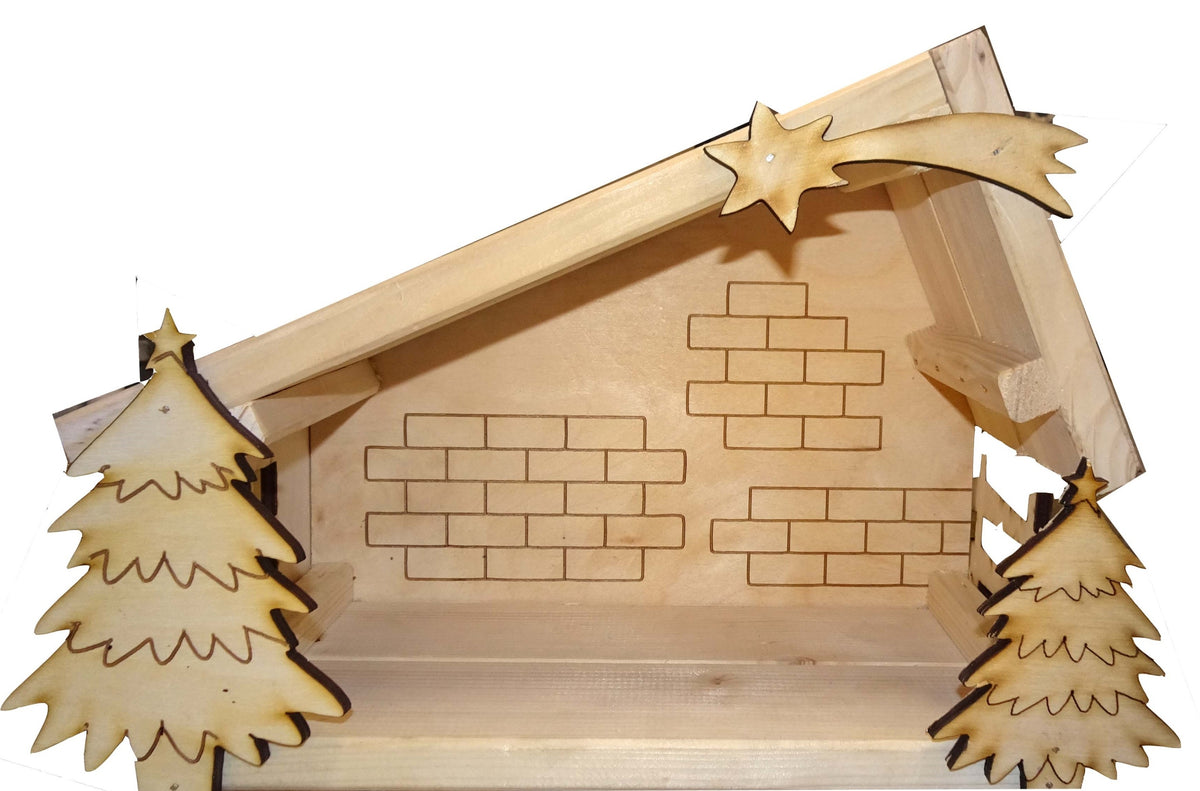 Christmas Nativity Scene Bethlehem Wooden Stable Christmas Star Brand no brand