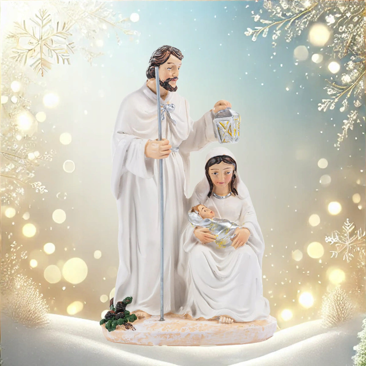 Christmas Nativity Scene Holy Family Figurine with Christmas Lantern Packaging status original