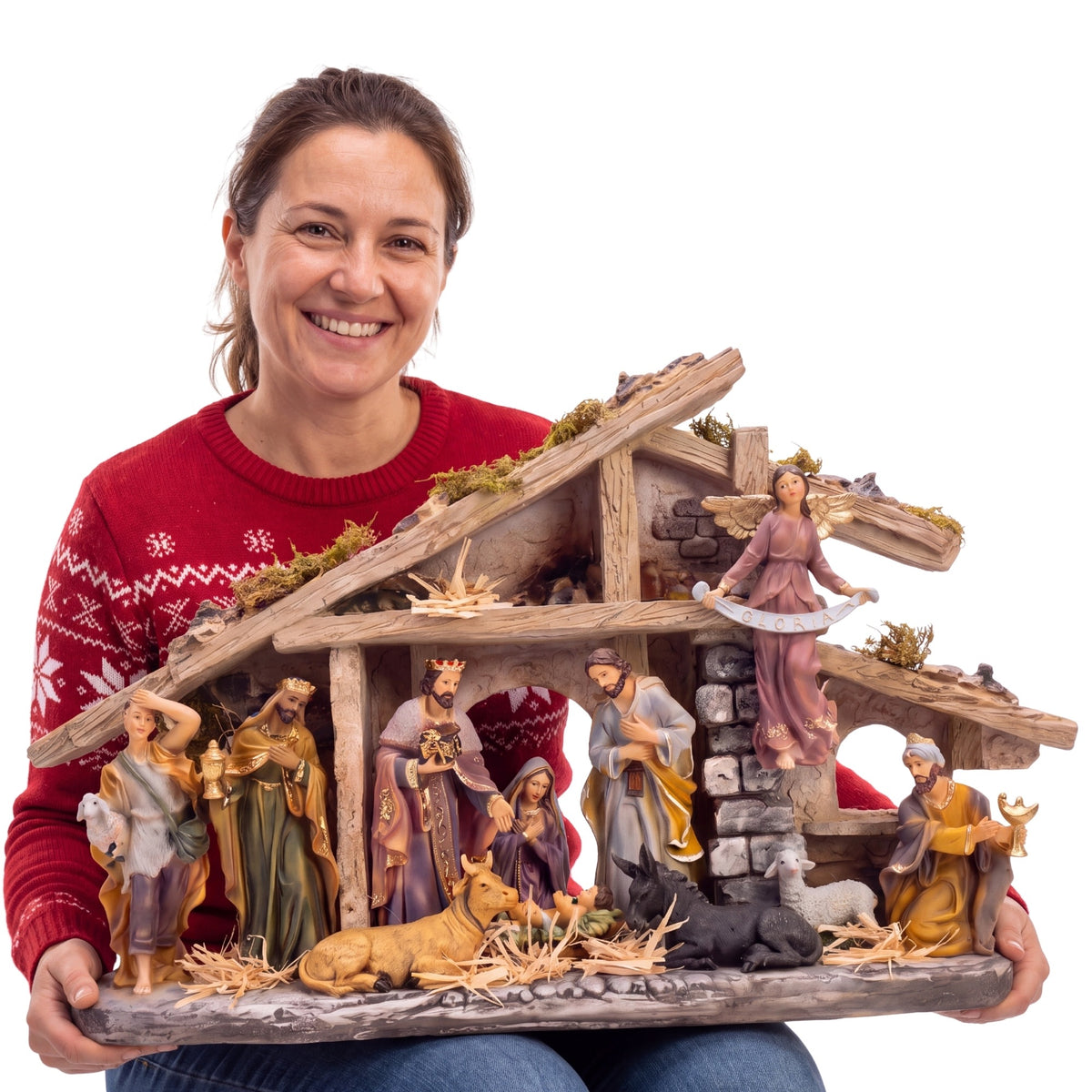 Christmas Nativity Scene Large Bethlehem Stable with Figurines 62 cm
