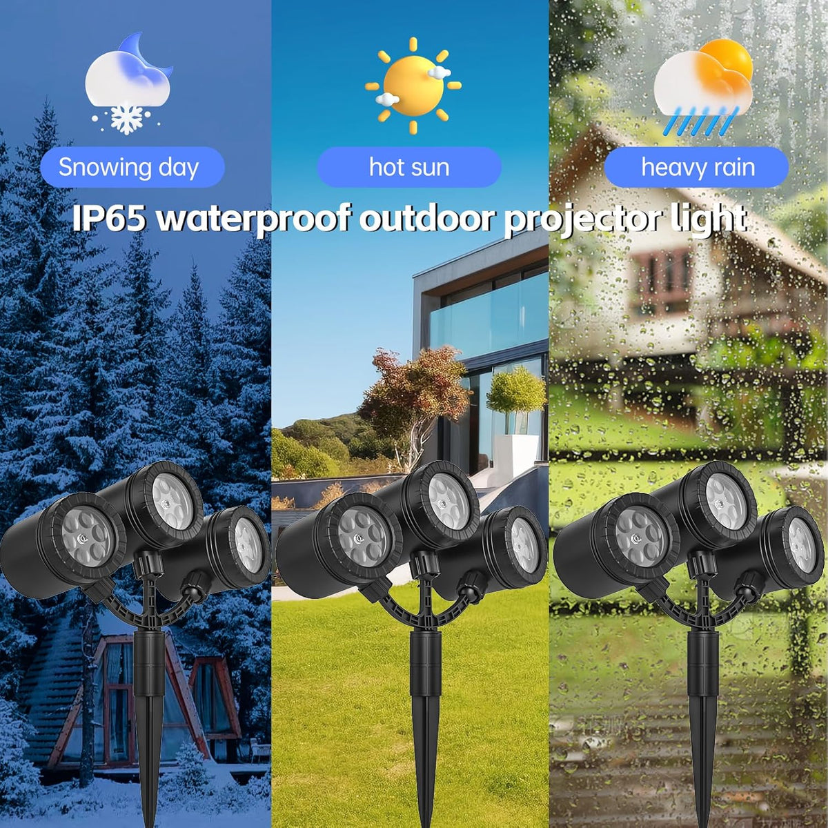 Christmas Projector LED Snowflakes 3 Heads IP65 Outdoor Brand no brand