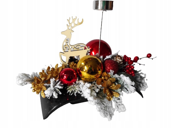 Christmas Reed Medium Red Gold Reindeer Table Decoration Manufacturer code stroik średni - wzór 1