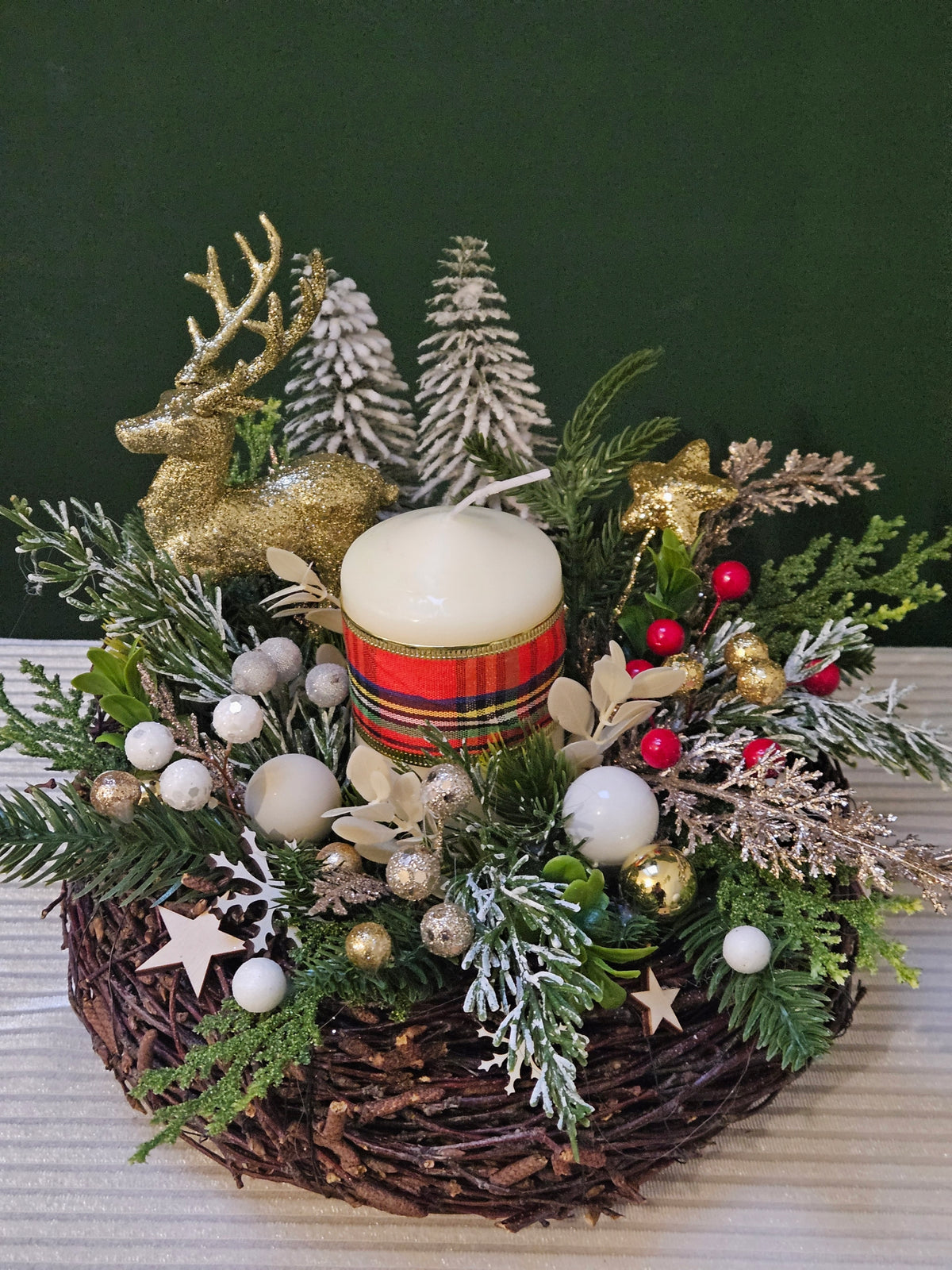 Christmas Reed with Candle Christmas Decoration Ornament Candle Holder Brand no brand