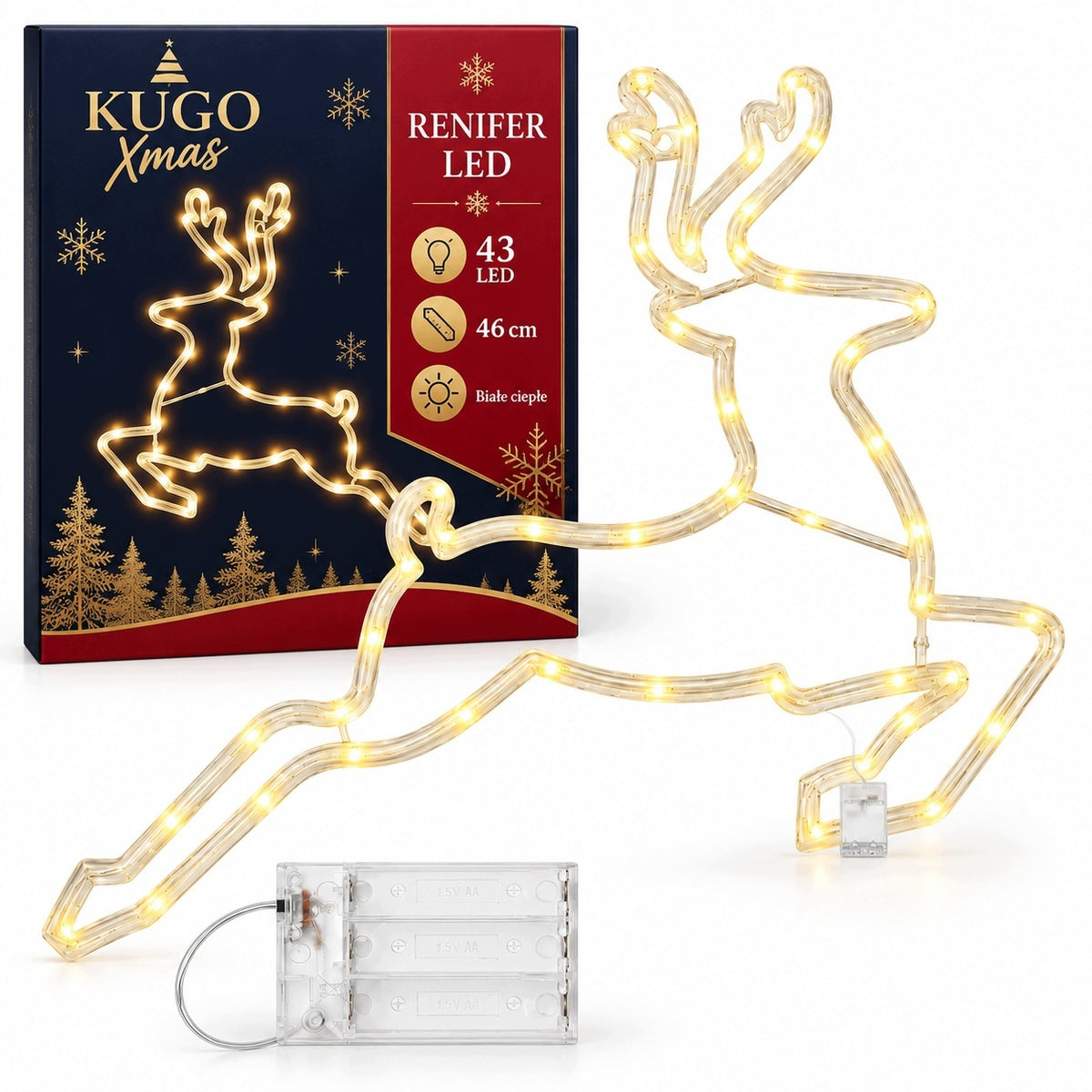 Christmas Reindeer 43 Led White Warm Decoration Ornament Lamp 46cm Christmas