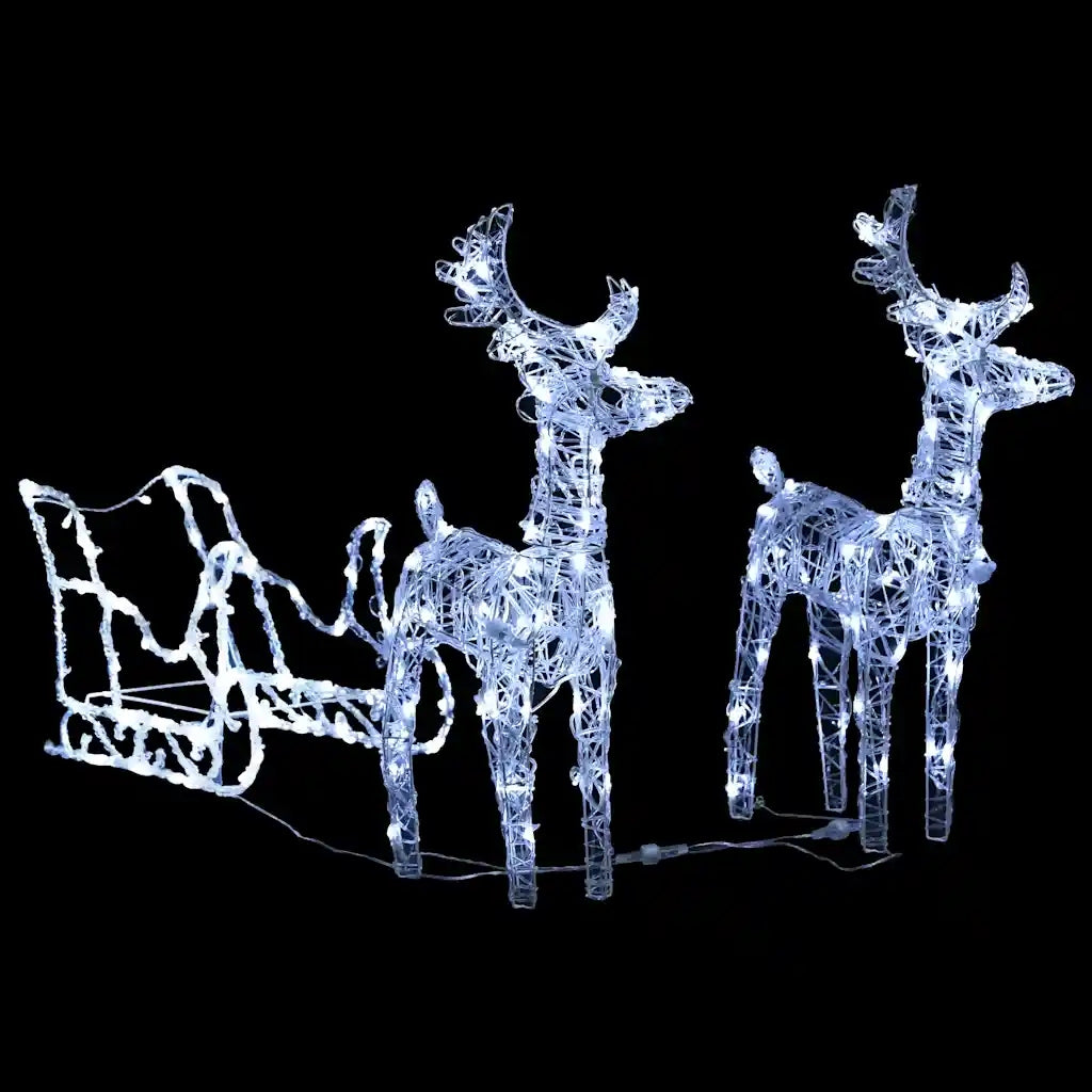 Christmas Reindeer Set with Sleigh Illuminated LED 130 cm, Cold White Brand no brand