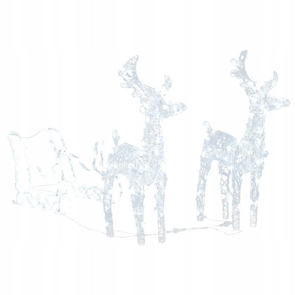 Christmas Reindeer Set with Sleigh Illuminated LED 130 cm, Cold White