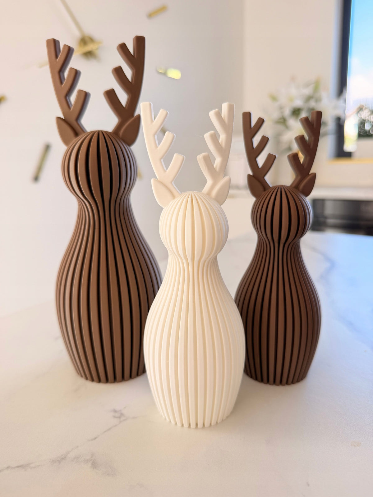 Christmas Set 3 x REINDEER Decorative REINDEER Beige Boho Home Decoration Packaging status original