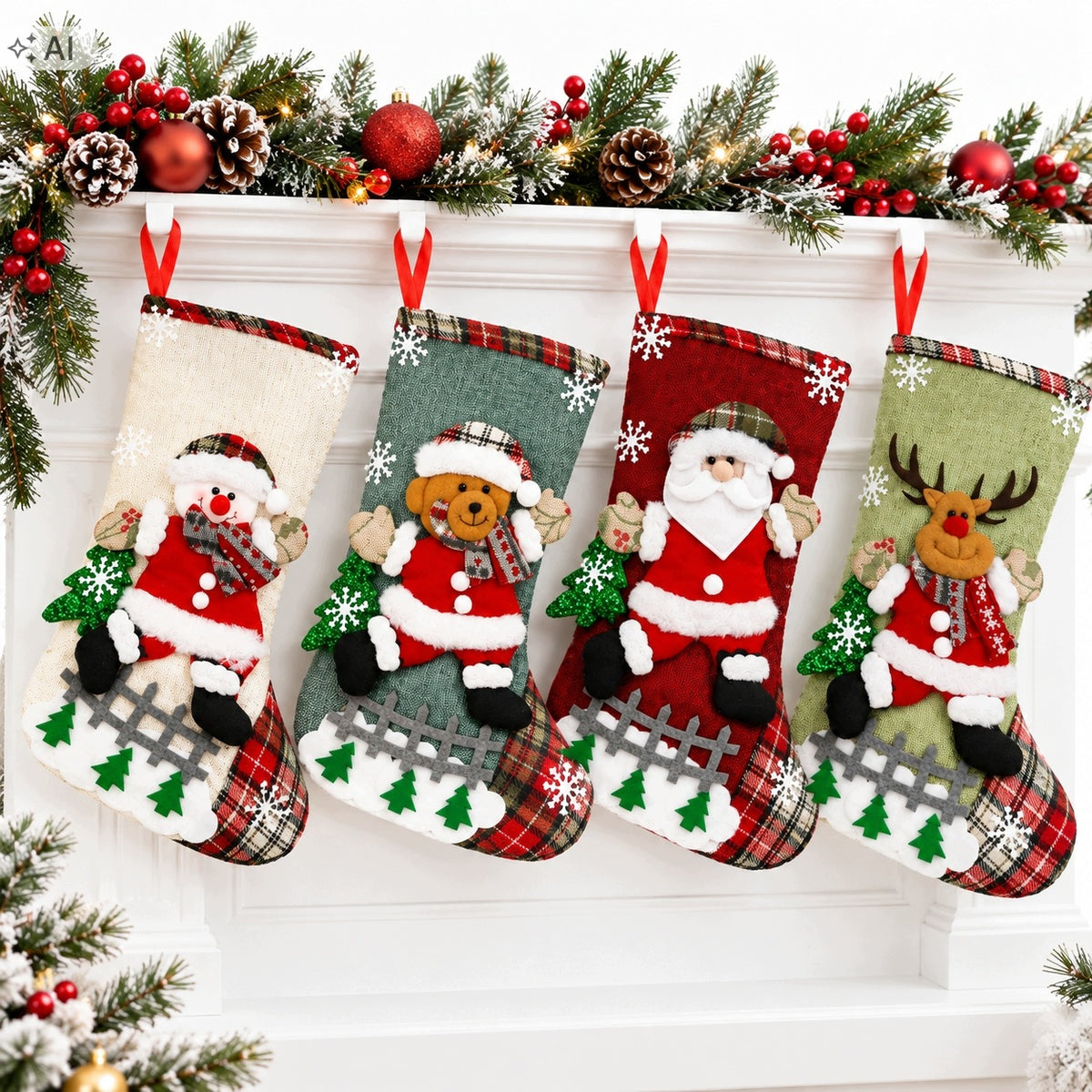 Christmas Socks for Fireplace 4 Pcs XXL 35cm for Christmas Gifts Packaging status original