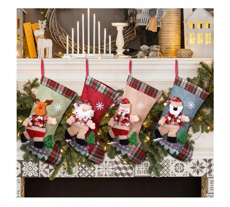 Christmas Socks for Fireplace Gifts 4 Pieces