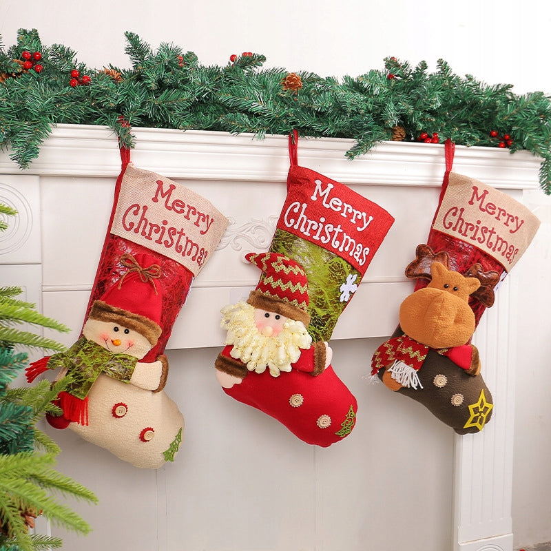 Christmas Socks for Fireplace Gifts Large and Thick 3D Ornaments Set of 3 Brand no brand