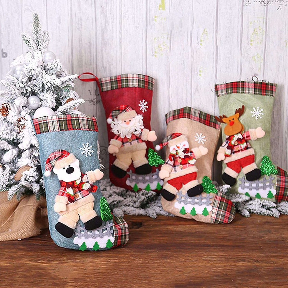 Christmas Socks for Gifts to Hang Over Fireplace 3D 4 Pcs Brand no brand