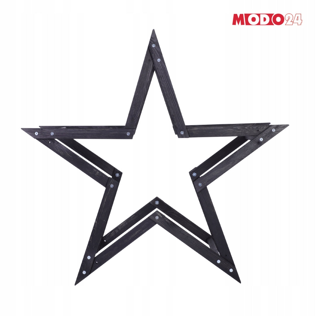Christmas Star 3D Folding Easy Assembly ModoStar 114cm Wooden BLACK Brand Modo24