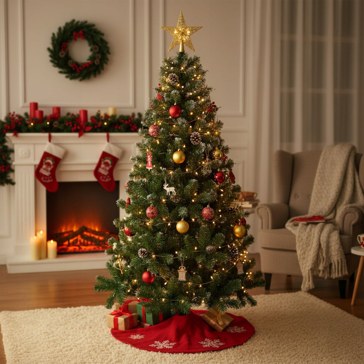Christmas Tree Artificial Spruce With Cone Stand Snowy Stand 180 Cm Packaging status original