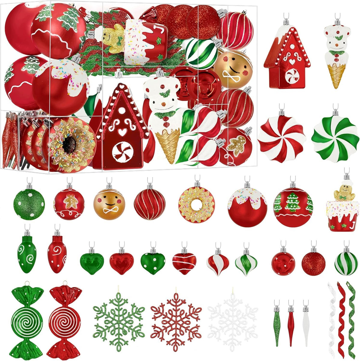 Christmas Tree Baubles 86 Pcs LARGE Glitter Christmas Decoration Set Brand no brand