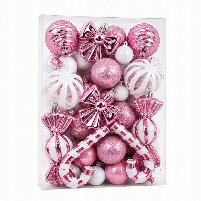 Christmas Tree Baubles Pink White 31 Elements 3-11 cm Ornaments For Christmas Tree Mix Packaging status original